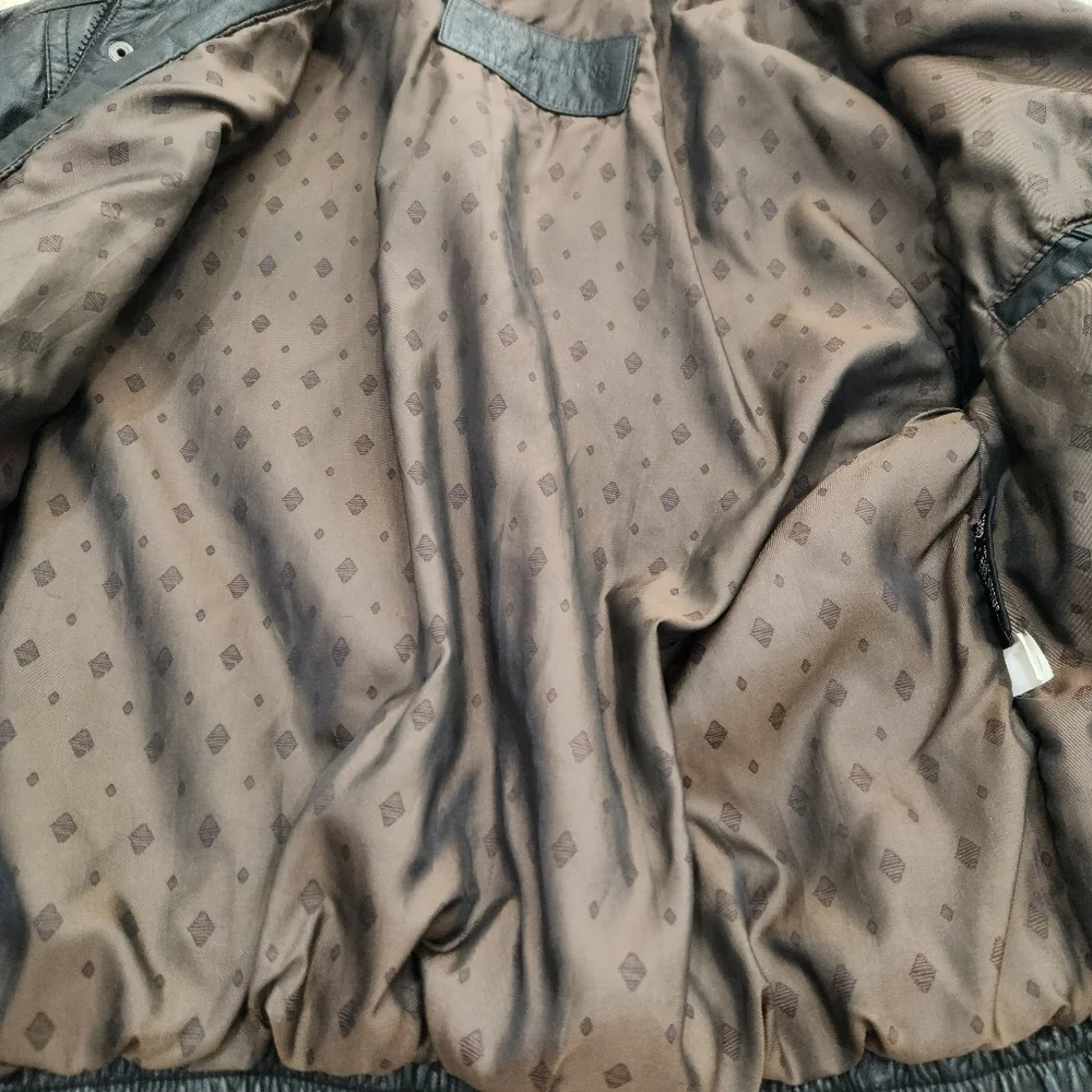 VINTAGE 90s EXPRESSIONS LEATHER BOMBER BLACK , MENS 42-44